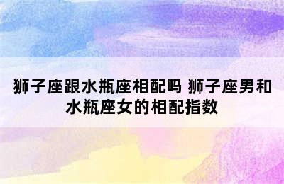 狮子座跟水瓶座相配吗 狮子座男和水瓶座女的相配指数